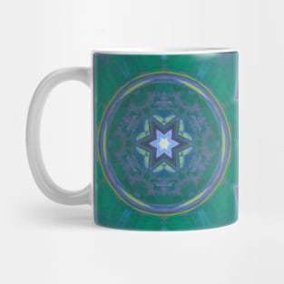 Mosaic Kaleidoscope Flower Blue Yellow and Pink Mug